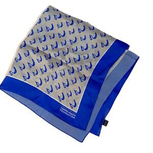 American kennel club 100% silk head scarf neck scarf bandana white and blue